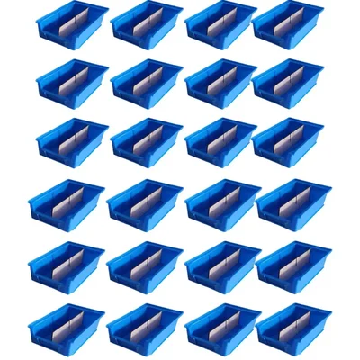 Avsar 170 x 115 x 75 mm FPO Blue Storage Bin with Verticle Partition, HDPE Material (Bin-5) - Pack of 24