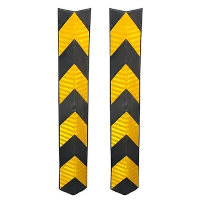 Minsales 1000 mm Pack of 2 Parking Safety Pillar - Rubber, V Shape With Yellow Reflective Tape