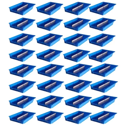 Avsar 170 x 115 x 75 mm FPO Blue Storage Bin with Verticle Partition, HDPE Material (Bin-5) - Pack of  32