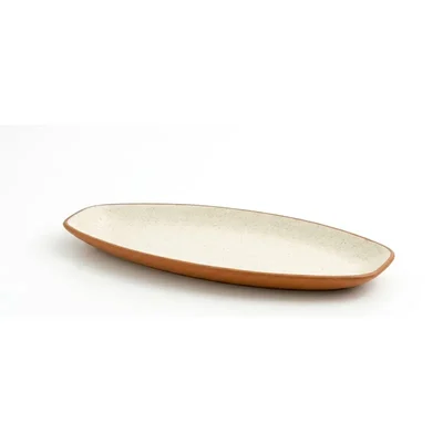 Dual Tone 13.75 Inch Bamboo Platter Serving Tray (Pack of 4)