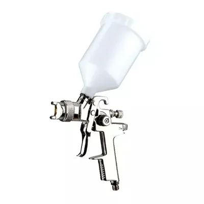 Techno Stainless Steel Air Spray Gun with 1.4 mm Nozzle Size & 600 ml Plastic Cup (AB-17G) 