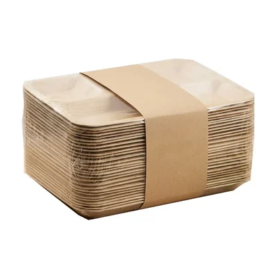 12 inch Rectangular Areca Palm Leaf 5 Compartment Plates, Disposable Dinnerware | Eco-Friendly for Weddings & Snacks(Pack-50 pcs)
