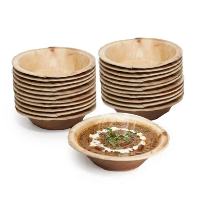 5 inch x 100pcs Round Areca Palm Leaf Bowls, 200ml Biodegradable Small Dona Cups, Serving Bowls for Pasta, Soup, Snacks