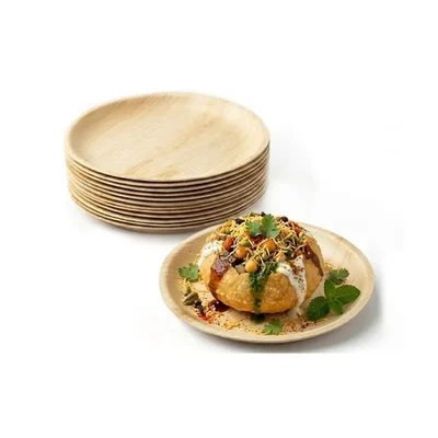 8 inch Round Areca Palm Leaf Plates, Disposable Dinnerware | Eco-Friendly for Parties, Weddings & Snacks(Pack-50 pcs)