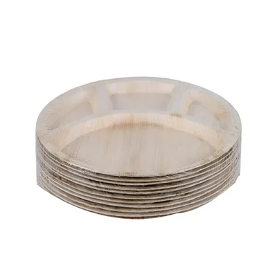 12 inch Round Areca Palm Leaf 3 Compartment Plates, Disposable Dinnerware | Eco-Friendly for Parties, Weddings & Snacks(Pack-50 pcs)