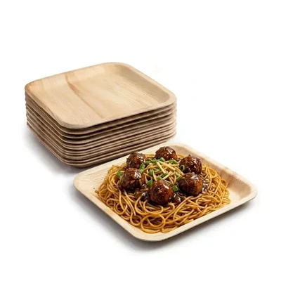8 inch Square Areca Palm Leaf Plates, Disposable Dinnerware | Eco-Friendly for Parties, Weddings & Snacks(Pack-50 pcs)