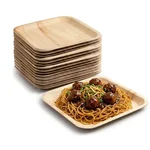 8 inch Square Areca Palm Leaf Plates, Disposable Dinnerware | Eco-Friendly for Parties, Weddings & Snacks
