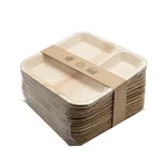 10 inch Square Areca Palm Leaf 3 Compartment Plates, Disposable Dinnerware | Eco-Friendly for Parties, Weddings & Snacks