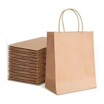 HORECA 12x12x10 Inch (100 Pcs) Kraft Paper Bags with Handles for Grocery Shopping Square Bottom Large Gift Bags