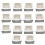 100 Pcs, 8 x 8 x 4 Inch 320GSM Duplex Cake Box for Cookies, Pastries, Mini Cakes, Donuts, Pie Slices