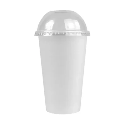 100 Pcs, 360ml White Paper Cup with Dome Lid for Coffee, Tea Servings and Takeaway