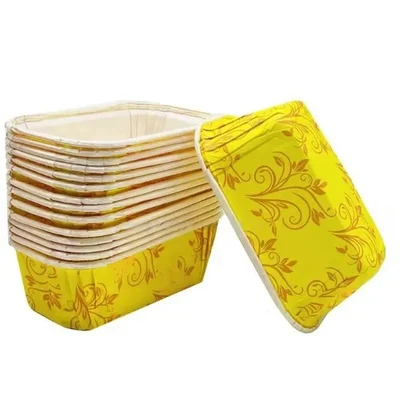 Pack of 50 Bake & Serve Plumpy Disposable Paper Mould Bakeable Tray/Pan for Plum, Muffin, Pasta, Cup Cake Loaf 