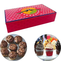 Pastry Boxes for 6 (9X5X2 Inches) for Gift Giving, Treat, Dessert, Cupcakes, Chocolate, Donuts, Muffins | Pack of 50