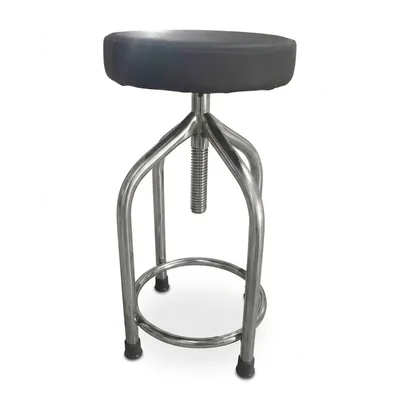Luft India Li18 SS Round Tube Height Adjustable 45-65 cm Patient Lab Revolving Stool Cushion Top Foot Rest Ring
