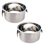 Pack of 2 Premium Surti Round Tope, 3mm Thick Stainless Steel Cooking Pots/Patila with Handle for Kitchens  (Size No.27)