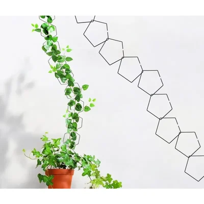 Ecofynd 5 Inches Metal Plant Stakes, Pentagon Shape Climber Plant Support Stakes - Pack of 10 (TR007-BLK-110)