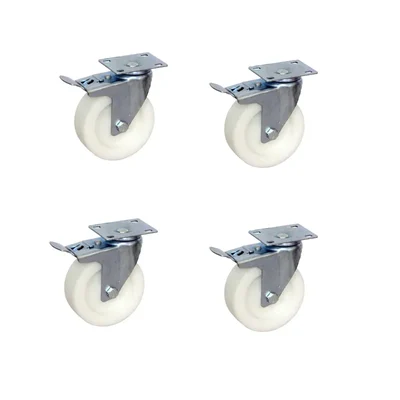 PERFECTO 4 Inch 250kg Capacity Pack of 4 pcs Swivel Brake Trolley Furniture PP Castor Wheels