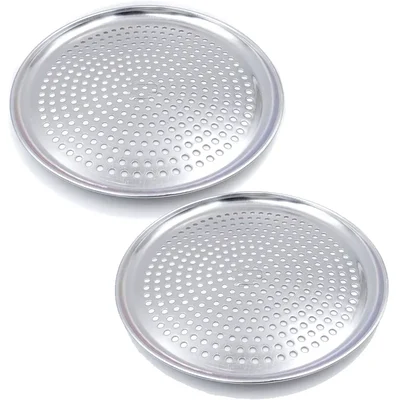 Pack of 2 Round Perforated Pizza Tray for Oven(Size-10 inch)