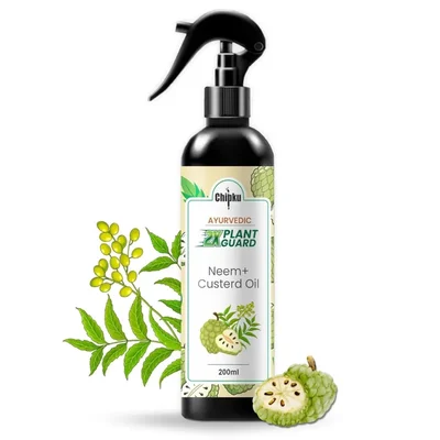 Chipku Ayurvedic Plant Guard Neem Oil & Custard Apple Oil Spray, 100% Organic & Powerful For Pest Control(Quantity-200 ml)