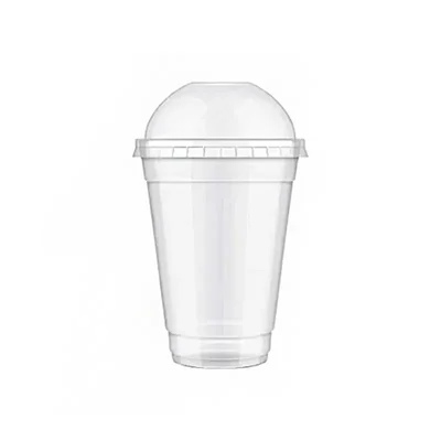 100 Pcs, 350ml (12oz) ECO Clear PET Glass with Dome Lids | Transparent Disposable Glass for Iced Coffee, Smoothies