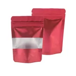 1Kg, 20x30 cm Red Color Reusable Pet+Poly Stand Up Pouches With Transparent Window