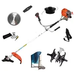 Heavy Duty Sidepack 4 Stroke 31 CC Multi Crop Brush Cutter | Grass Cutter With Round Tiller Attachment