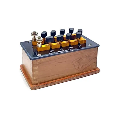 COMETEK 1 to 100 Ohms Plug Type Resistance Box, High Precision Constantan Coil Physics Lab Apparatus