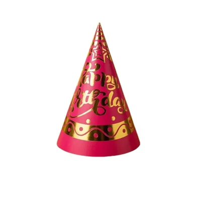 Pack of 500 Pcs (50 Packs x 10) Pink & Golden Party Themed Colour Leaf Birthday Caps for Party Celebration with Elastic Strap