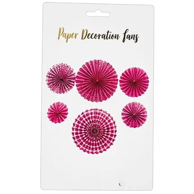 Pink Colour set of 6 Pcs Colourful Foldable Hanging Paper Decoration Fans for Party Background Backdrop Decor(Pack-100)