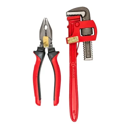 Globus Combo of 12 inch Adjustable Pipe Wrench & 8 inch Combination Plier (316)
