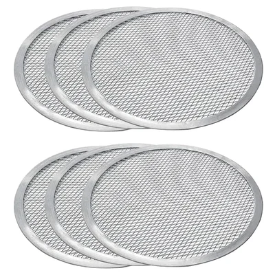 Pack of 6, Commercial 24 Inch Aluminium Jointless Pizza Screen Seamless Mesh Baking Tray
