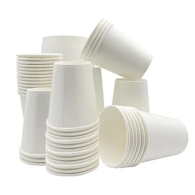 210ml (7 oz) Single Wall Plain White Paper Cups (Pack of 50) Without Lids for Hot & Cold Drinks, Offices