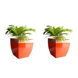 Ecofynd 12 " Metal Planters for Living Room, Midland Plant Pots for Home Decoration, Balcony/Garden Decoration-Pack of 2