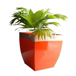 Ecofynd 8 inches Metal Planter for Living Room, Midland Plant Pots for Home / Balcony / Garden Decoration - Pack of 2