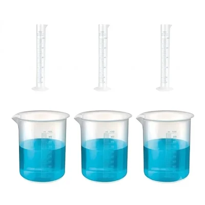 VVS Scientific 50ml Cylinder 1000ml Beaker Polypropylene Plastic Measuring Cylinder & Beaker Combo Set