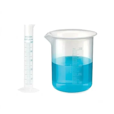 VVS Scientific 50ml Cylinder 500ml Beaker Polypropylene Plastic Measuring Cylinder & Beaker Combo Set