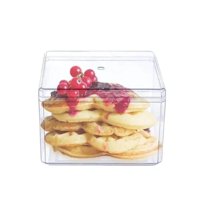 144 pcs, 300ml Plastic Bakery Box for Cake Slices, Muffins Packaging and Takeaway