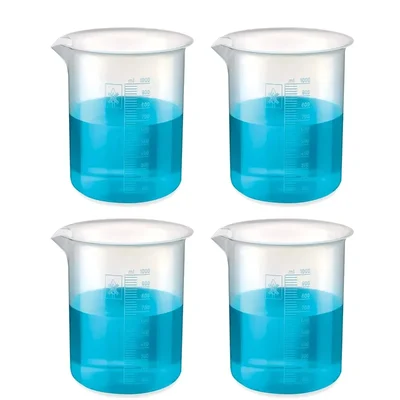 Bello 4pcs x 1000ml Polypropylene Beakers with Graduation Marks for Laboratory