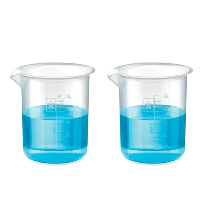 Bello 2pcs x 25ml Polypropylene Beakers with Graduation Marks for Laboratory
