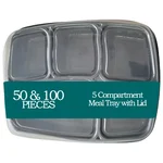 5 Compartment 250 Micron Plastic Meal Tray with Lid for Indoor and Outdoor Events