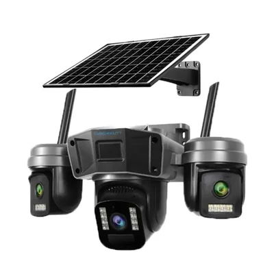 Gramstrong Republic 12MP Triple Lens Outdoor Solar 4G SIM Security Camera With Night Vision For Security