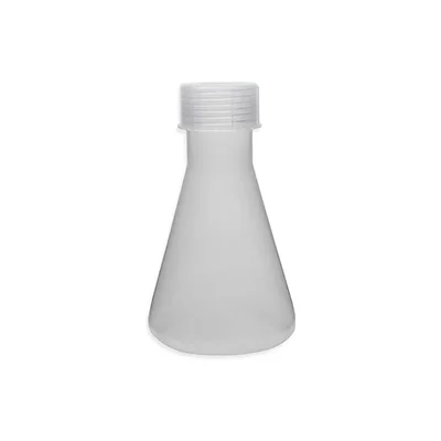 COMETEK 100ml Conical Flask with Screw Cap (Pack of 12) Translucent Polypropylene for Lab Use