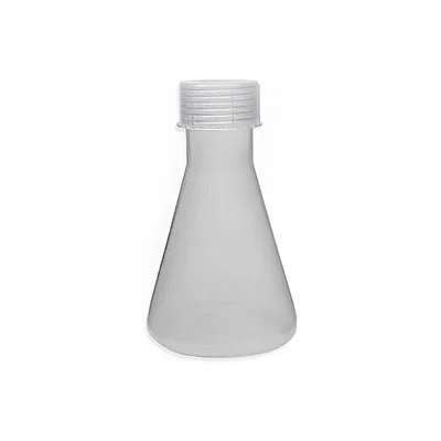 COMETEK Conical Flask with Screw Cap, 250 ml (Pack of 12) Translucent Polypropylene Chemical Resistant and Autoclavable