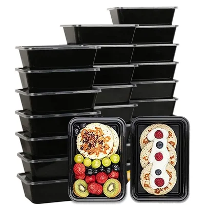 650ml Rectangle Plastic Food Storage Containers, Microwave, Fridge Safe, Leak Proof for Food Delivery(Pack-50 pcs)