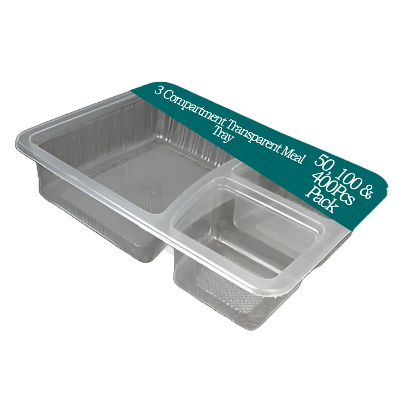 Compartment 250 Micron Transparent Meal Tray Without Lid