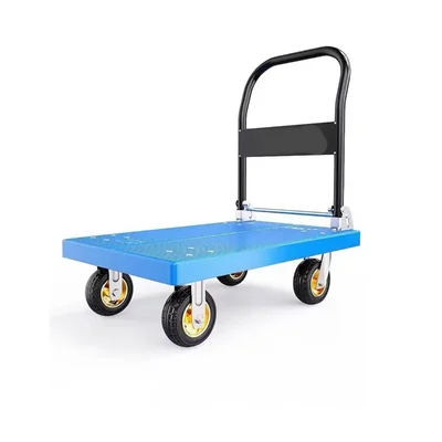 Nutronics 300 Kg Folding Platform Trolley with 4 Wheels, Tubular Steel Handle & Plastic Platform (NS HT-300)