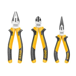 Ingco 8" Combination Plier, 6" Long Nose Plier & 6" Diagonal Cutting Plier 3 Pcs Set (HKPS28318)