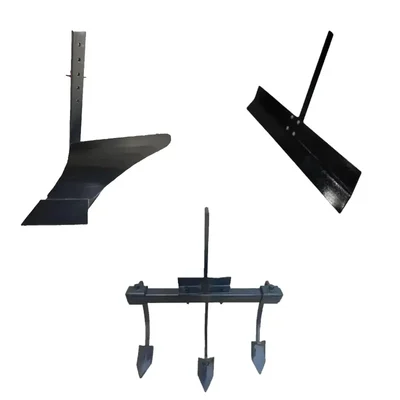Heavy Duty Single Side Plough, 3 Tyne Cultivator & Leveler Attachment Combo For 5 To 10 HP Power Tiller / Cultivator
