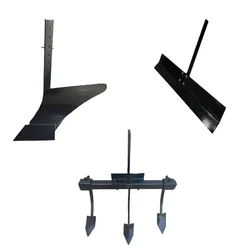 Heavy Duty Single Side Plough, 3 Tyne Cultivator & Leveler Attachment Combo For 5 To 10 HP Power Tiller / Cultivator