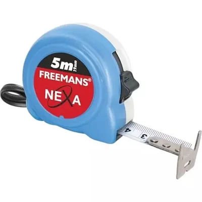 Freemans NEXA 5m 19mm Carbon Steel Pocket Measuring Tape with Click-Action Front Lock and Unbreakable ABS Case NX519